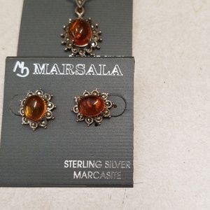 Marsala sterling silver necklace and earrings